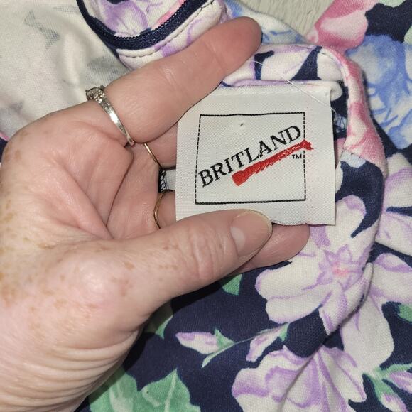 Vntg Womens 1980s Floral Print USA Made Britland 3/4 Sleeve Dress Size 9 - Picture 8 of 11